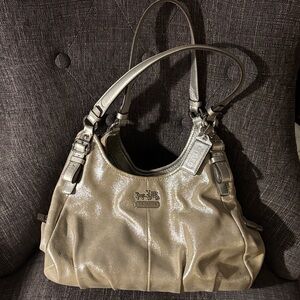 Coach Metallic Silver and Tan Shoulder Bag